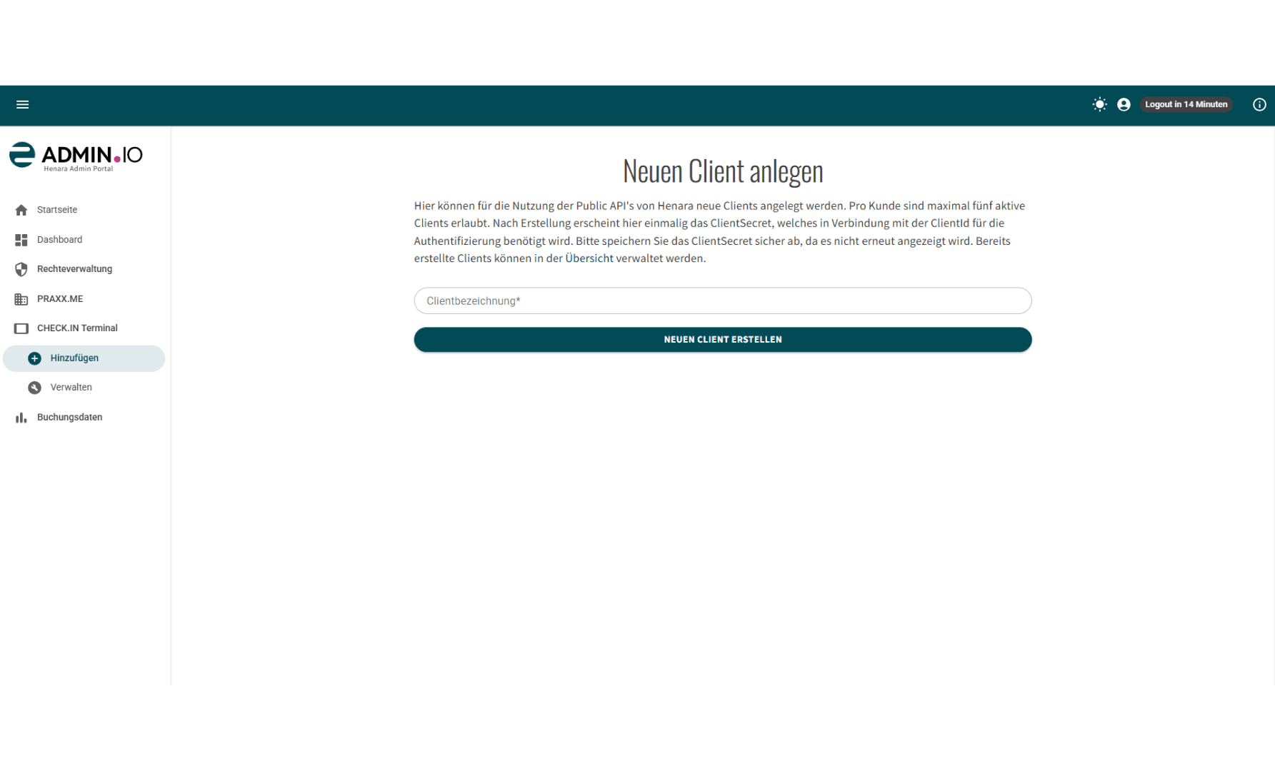 CHECK.IN Admin Portal Client anlegen.png