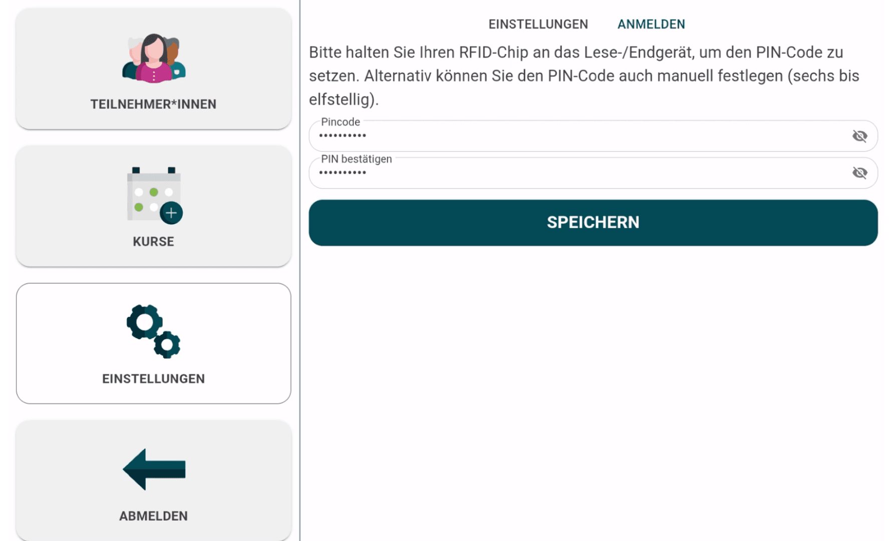CHECK.IN Einstellungen - neue PIN Praxiskarte speichern.png