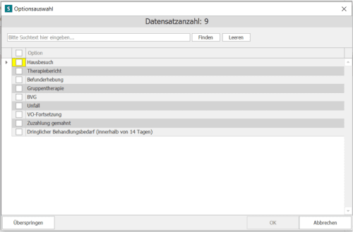 Verordnungsart nach Heilmittelkatalog, Auswahl, Physiotherapie, Ergotherapie, Logopädie, Podologie, Praxissoftware