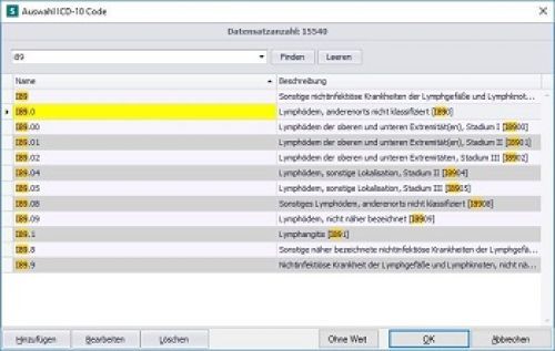 ICD-10 Code-Auswahl nach Heilmittelkatalog, Bearbeitung von Daten, Heilmittel, Spezifikation, Physiotherapie, Ergotherapie, Logopädie, Podologie, Praxissoftware