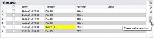 Terminassistent mit Behandlungsterminen und Therapeuten, Behandlungsterminierung, Physiotherapie, Ergotherapie, Logopädie, Podologie, Praxissoftware
